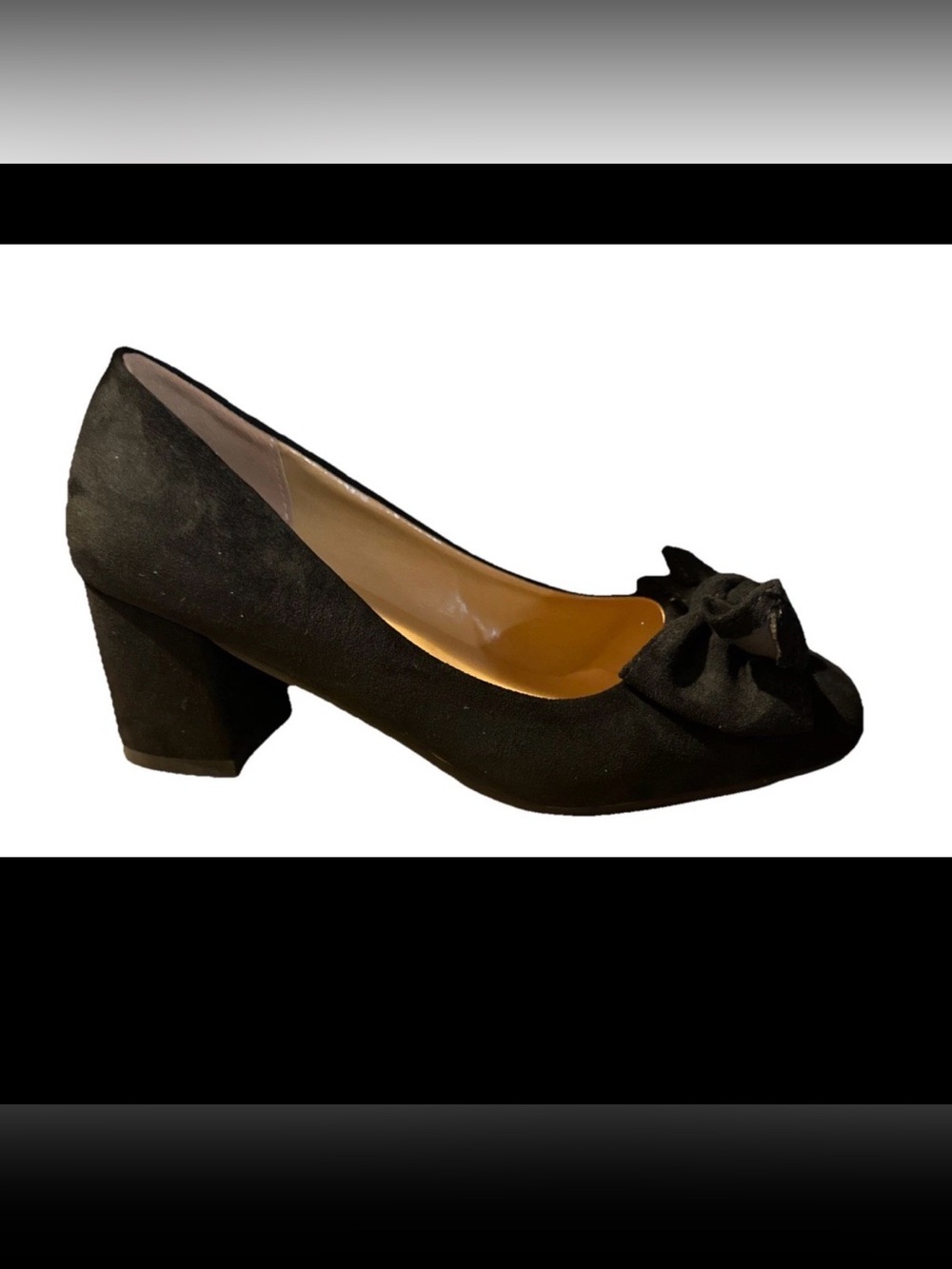 Fashion Womens Block Heel Bow Front Pump Heels Black Size 5.5 M